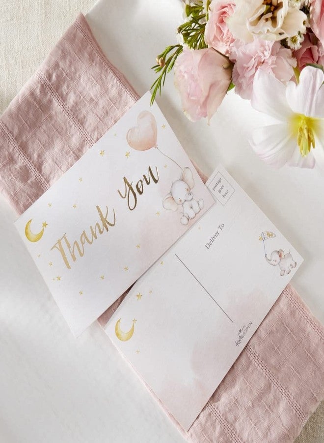 Kate Aspen Elephant Baby Shower Invitation & Thank You Card Bundle - Pink (Set of 25), One Size - Image 3