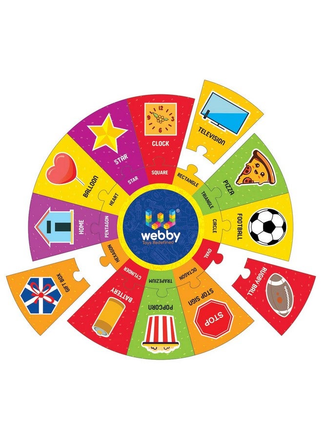 Webby Shapes Wooden Round Jigsaw Floor Puzzle, 13 Pcs - Image 3