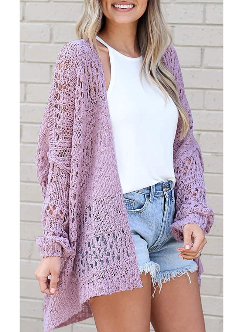 NIBEMINENT Long-sleeved Cardigans Open Stitch Crochet Spring Sweaters Knitted Oversized Sweater Tops Hollow Out Crochet Knitwear - Image 2