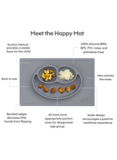 ezpz Happy Mat - 100% Silicone Kids Plate Suction Plate Babies With Built-In Placemat For Toddlers + Preschoolers -  Mauve  - Image 3