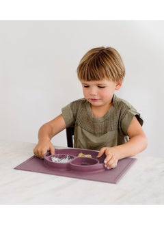 ezpz Happy Mat - 100% Silicone Kids Plate Suction Plate Babies With Built-In Placemat For Toddlers + Preschoolers -  Mauve  - Image 5