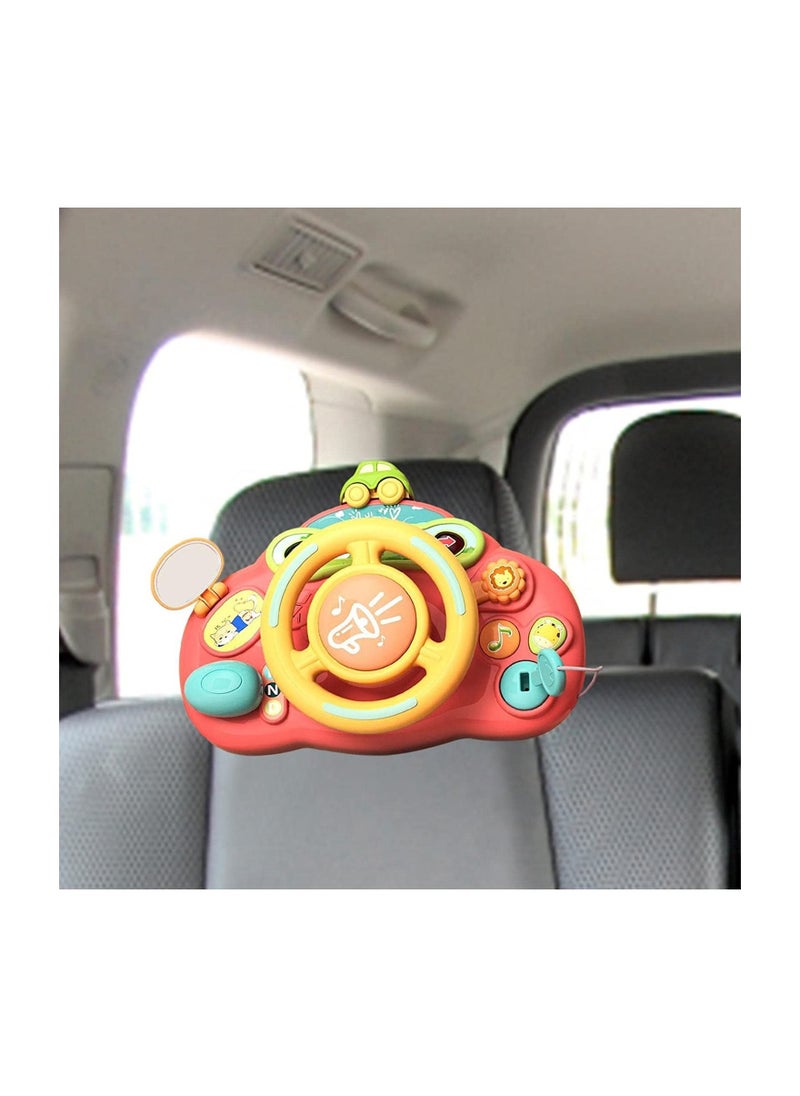 Generic - Generic Toy Steering Wheel for Toddlers | Kids Steering Wheel for Car Back Seat | Children's Toy Steering Wheel, Educational Toys for 1-8 Year Old Babies (Red) - Image 1