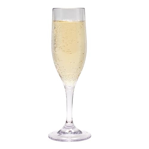 GET SW14011SANCLEC BPAFree Shatterproof Plastic Champagne Glasses 6 Ounce Clear Set of 4
