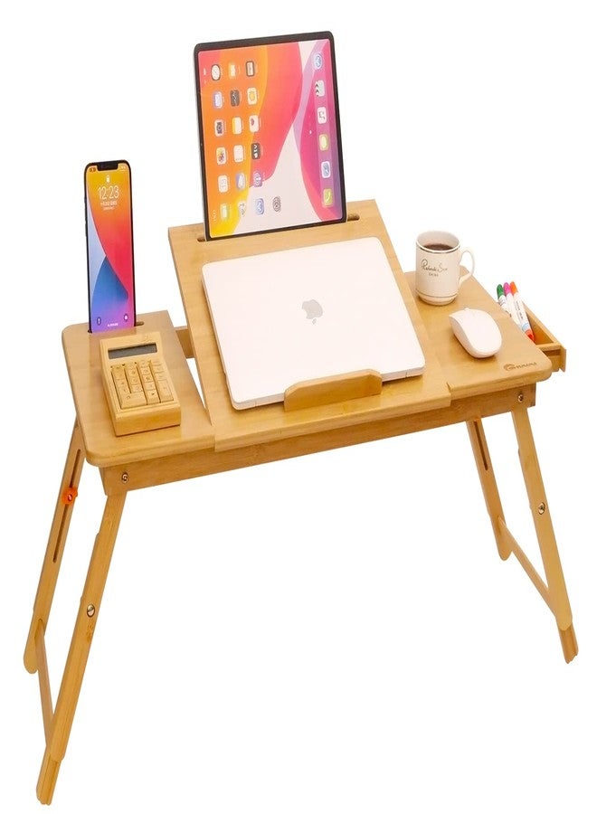 COIWAI Lap Desk COIWAI Bed Table Desk Tray Desk for Bed for Laptop Writing Eating Laptop Desk with Tablet Slot, Adjustable Height Angle, Foldable Tray for Sofa Couch Floor, with Storage Drawer - Large - Image 1