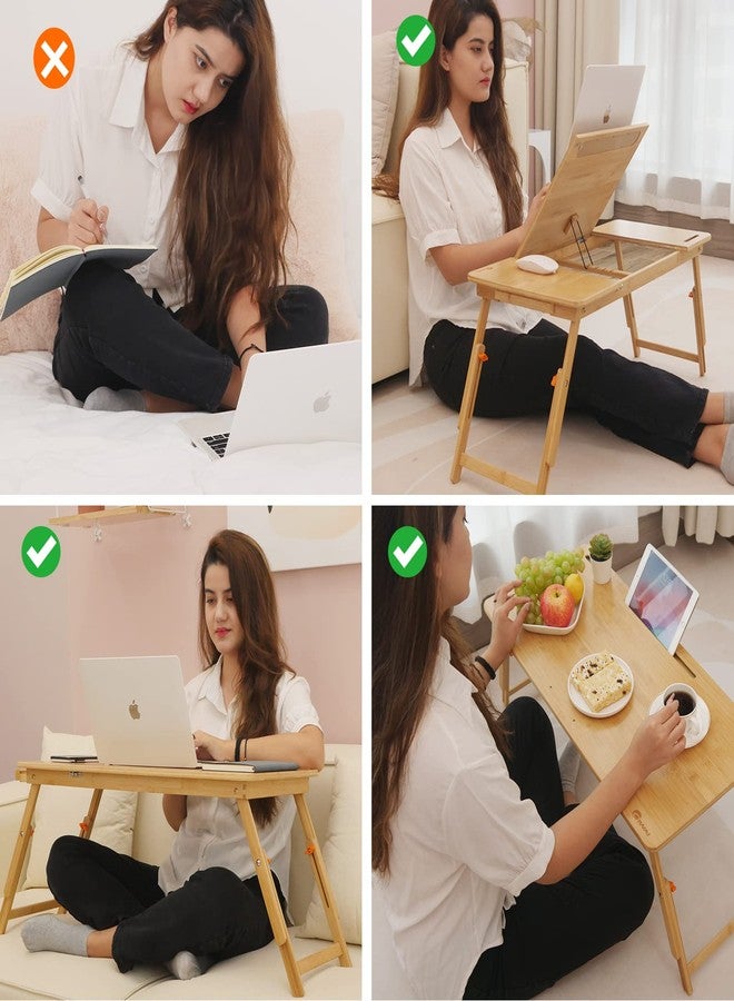 COIWAI Lap Desk COIWAI Bed Table Desk Tray Desk for Bed for Laptop Writing Eating Laptop Desk with Tablet Slot, Adjustable Height Angle, Foldable Tray for Sofa Couch Floor, with Storage Drawer - Large - Image 2