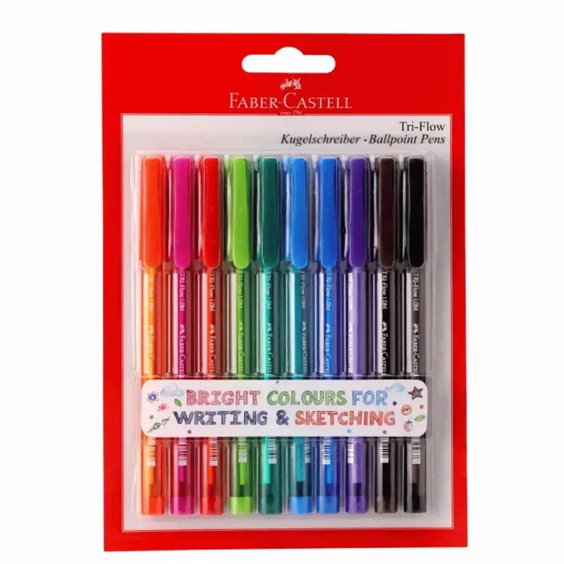 Faber Castell Tri Flow Bright Glitters Gel Pen In Assorted Color- 10pcs