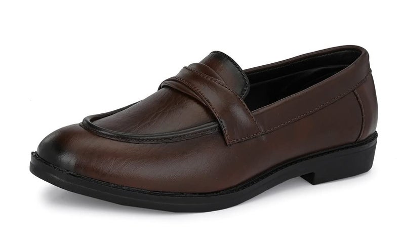 MACTREE Brown Synthetic Leather Formal Loafers for Men - 43 UK - Image 1