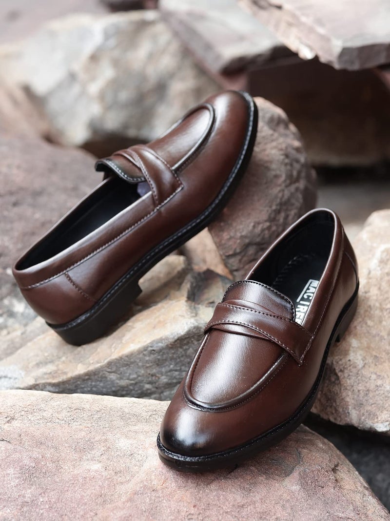 MACTREE Brown Synthetic Leather Formal Loafers for Men - 43 UK - Image 4