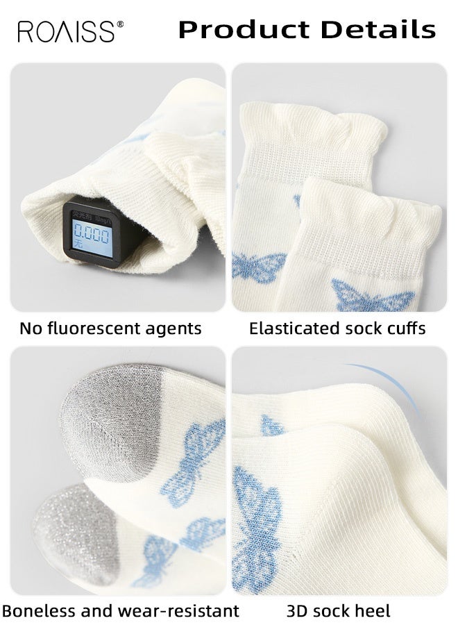 رويس مجموعة من 3 أزواج من الجوارب الأنيقة، جوارب نسائية تصل إلى منتصف الساق بتصميم جذاب، جوارب مريحة وقابلة للتنفس، جوارب متوسطة الطول للفتيات، سهلة التنسيق مع الملابس - Image 4