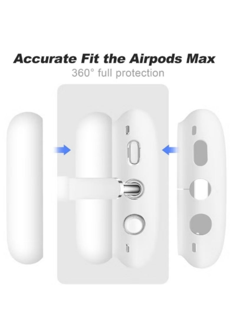 BEILINGDUN 4 in-1 Clear Silicone Case Cover for AirPods Max White - Image 3