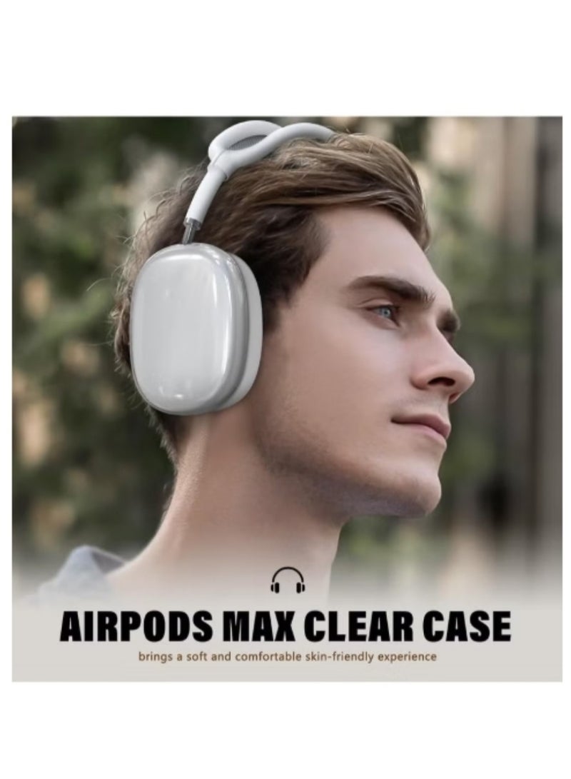 BEILINGDUN 4 in-1 Clear Silicone Case Cover for AirPods Max White - Image 4