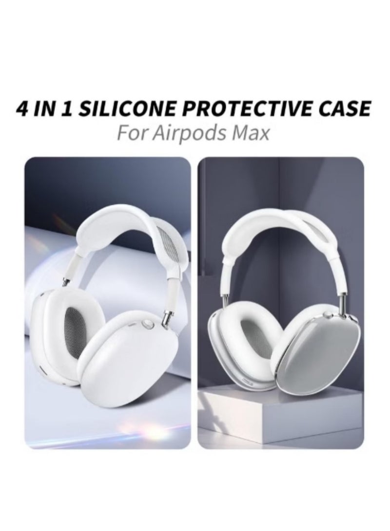 BEILINGDUN 4 in-1 Clear Silicone Case Cover for AirPods Max White - Image 2