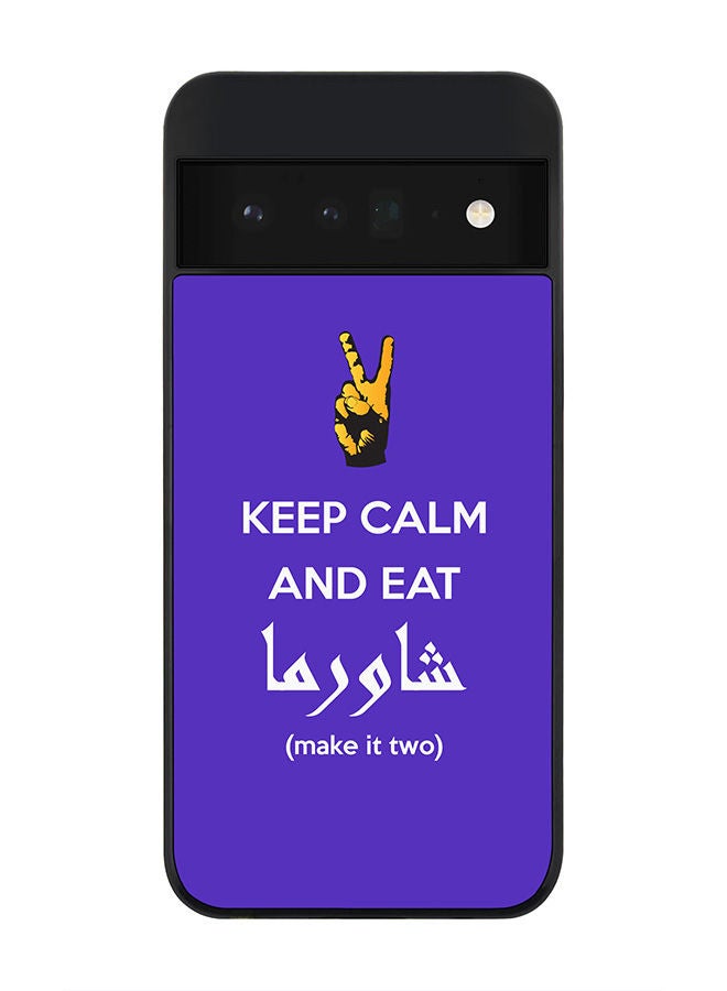 Stylizedd Rugged Black edge case for Google Pixel 6 Pro 5G Slim fit Soft Case Flexible Rubber Edges Anti Drop TPU Gel Thin Cover - Keep Calm And Eat Shawarma (Blue) - Image 1