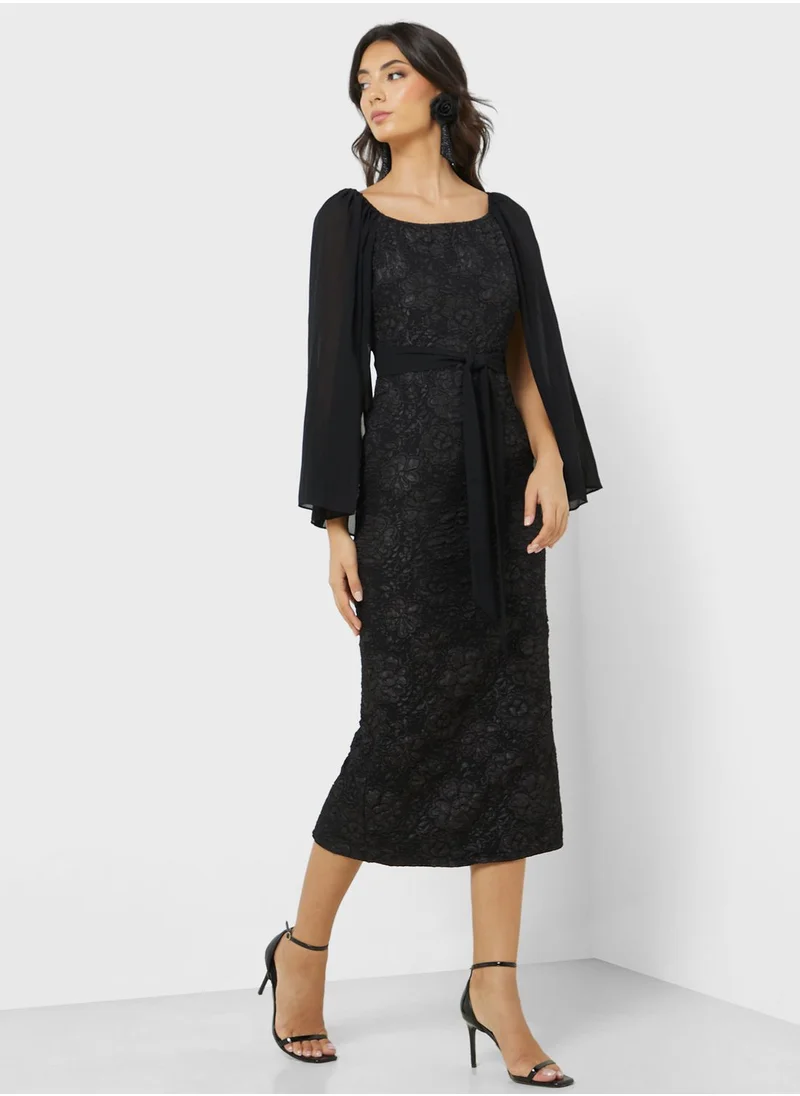 ELLA Flared Sheer Sleeve Shift Dress
