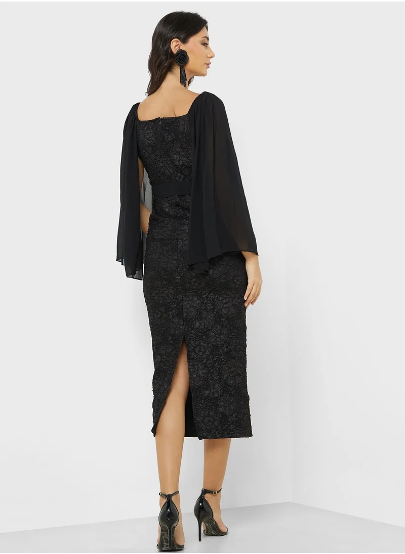 ELLA Flared Sheer Sleeve Shift Dress