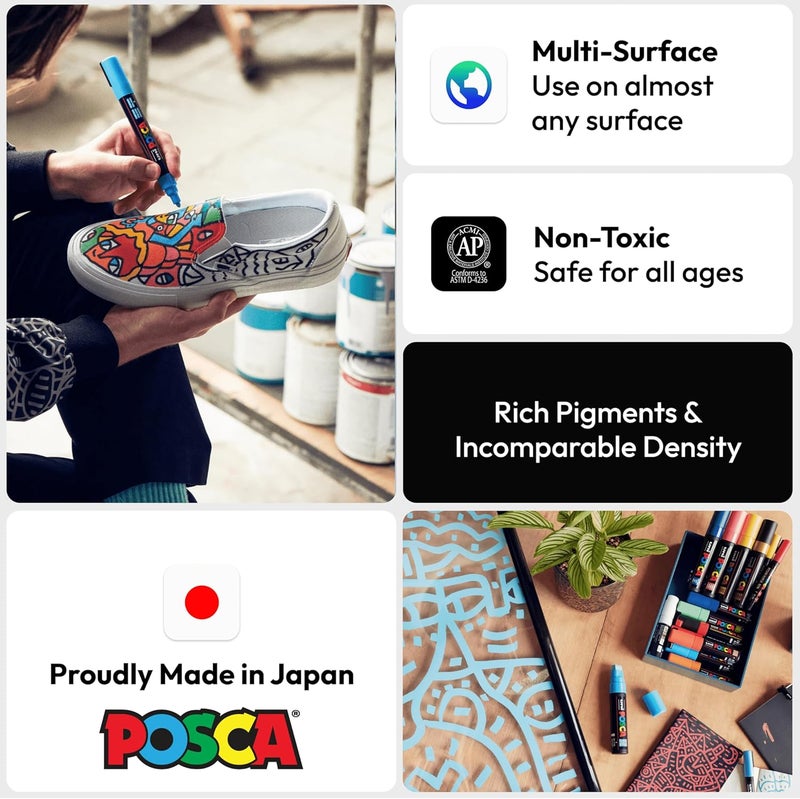 Posca Paint Marker Pen - PC-1M Extra Fine 0.7 mm, 16 Colors - Image 2