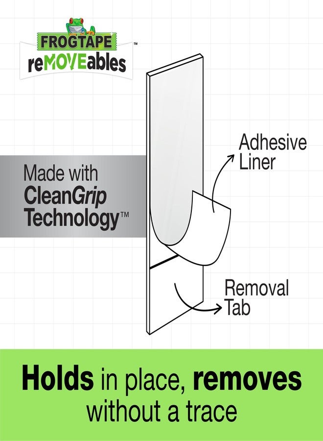 FrogTape reMOVEables Medium Picture Hanging Strips, Damage-Free Removable Adhesive Wall Strips, Picture Hangers, Stick On Wall Mounting for Frames, Canvas, Home Décor, White, 12 Pairs (24 Pieces) - Image 5