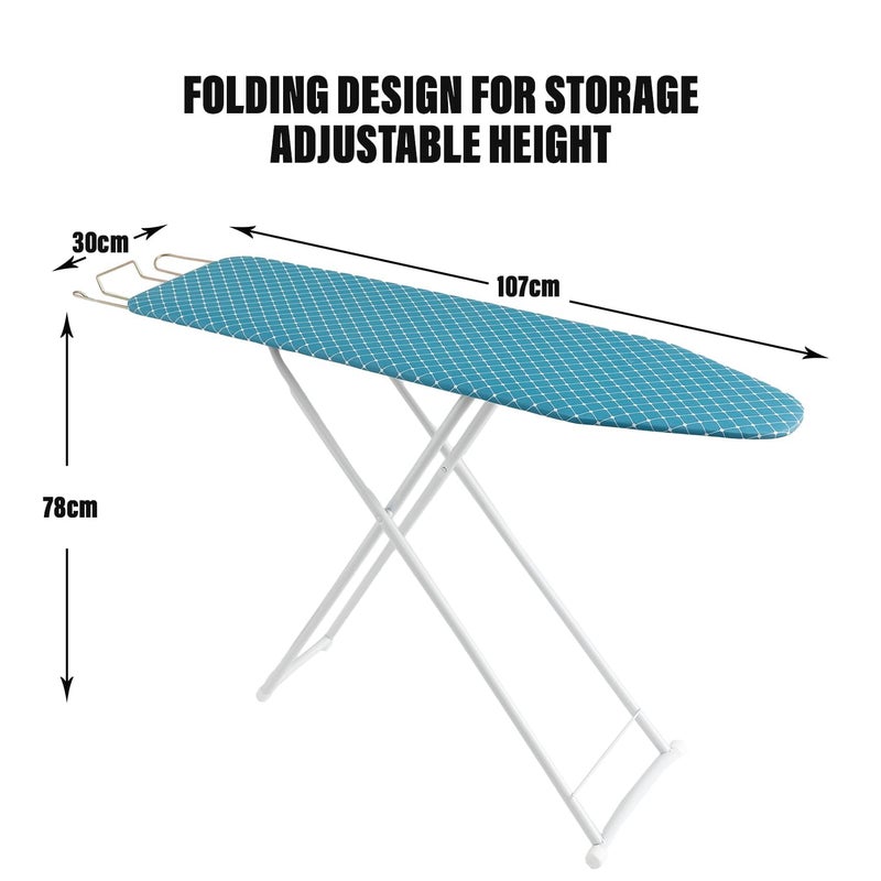 Kuber Industries 42 Inch Ironing Board for ClothesAdjustable Height Ironing StandPress Table for Home Blue - Image 2