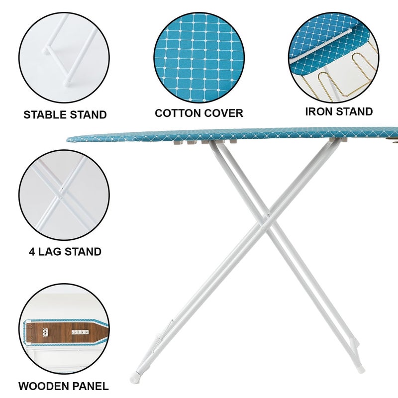 Kuber Industries 42 Inch Ironing Board for ClothesAdjustable Height Ironing StandPress Table for Home Blue - Image 3