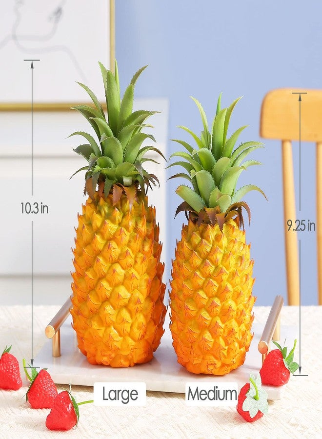 Joeabor Artificial Pineapple, Fake Pineapple with Realistic Lifelike Design, Realistic Faux Pineapple, Plastic Pineapple for Table Centerpiece and Kitchen Decor, Yellow - Image 3