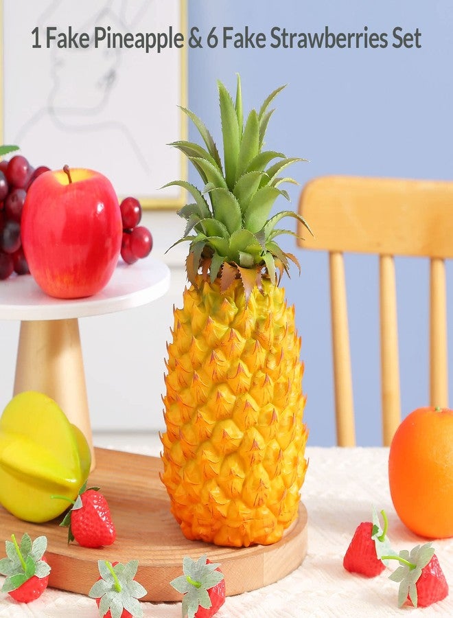 Joeabor Artificial Pineapple, Fake Pineapple with Realistic Lifelike Design, Realistic Faux Pineapple, Plastic Pineapple for Table Centerpiece and Kitchen Decor, Yellow - Image 2