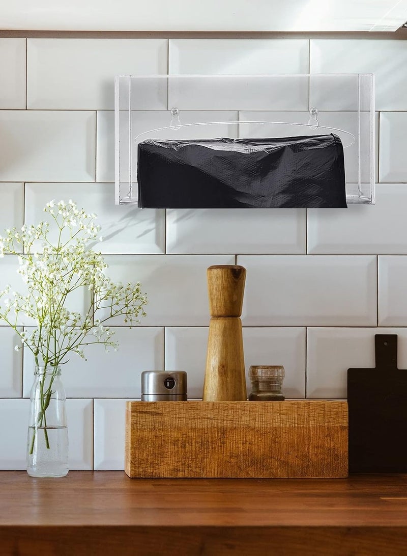 TPGP Trash Bag Dispenser Holder Acrylic Garbage Bag Dispenser Roll Holder Grocery Plastic Bag Dispenser Wall Mount Single Side Loaded Trash Bag Organizer Storage Box Holder for Kitchen (12 x 6 x 6 Inch) - Image 3