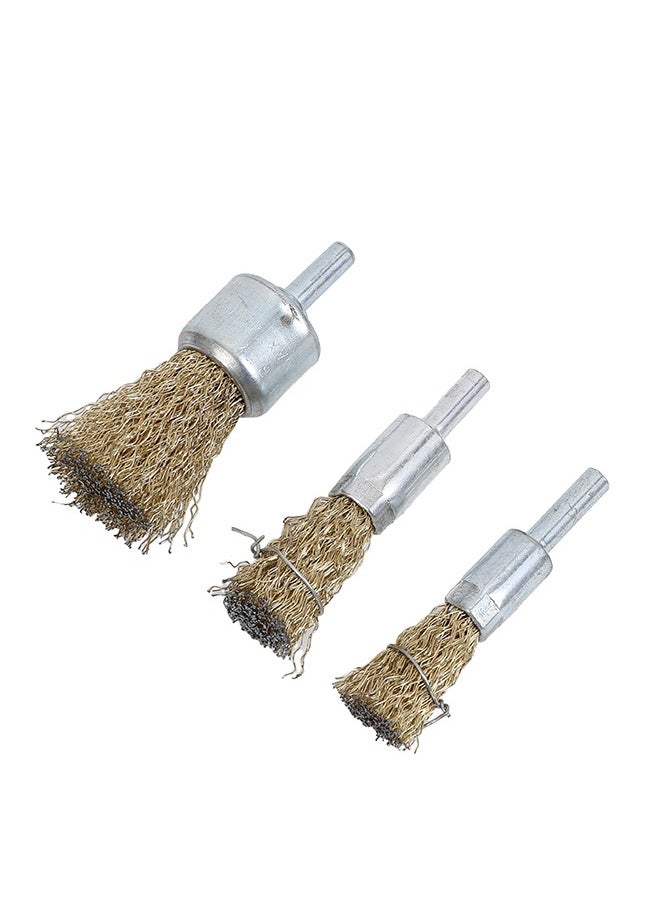 LAWAZIM Metal Crimped Wire End Brush Set -3 Piece- Heavy-Duty Coarse Abrasive Brushes with Durable Bristles for Rust and Paint Removal Surface Conditioning Metal Cleaning -Industrial and Precision Use  - Image 1