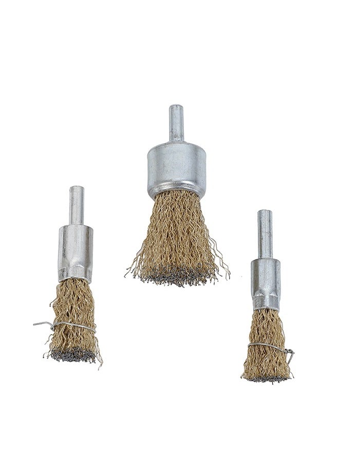 LAWAZIM Metal Crimped Wire End Brush Set -3 Piece- Heavy-Duty Coarse Abrasive Brushes with Durable Bristles for Rust and Paint Removal Surface Conditioning Metal Cleaning -Industrial and Precision Use  - Image 3