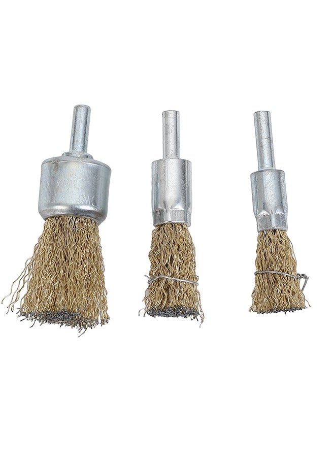 LAWAZIM Metal Crimped Wire End Brush Set -3 Piece- Heavy-Duty Coarse Abrasive Brushes with Durable Bristles for Rust and Paint Removal Surface Conditioning Metal Cleaning -Industrial and Precision Use  - Image 4