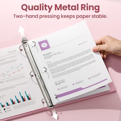 SUNEE 3 Ring Binder 3 Inch 2 Pack Clear View Binder Three Ring PVCFree Fit 85x11 Inches for School or Office Supplies Pink - Image 3