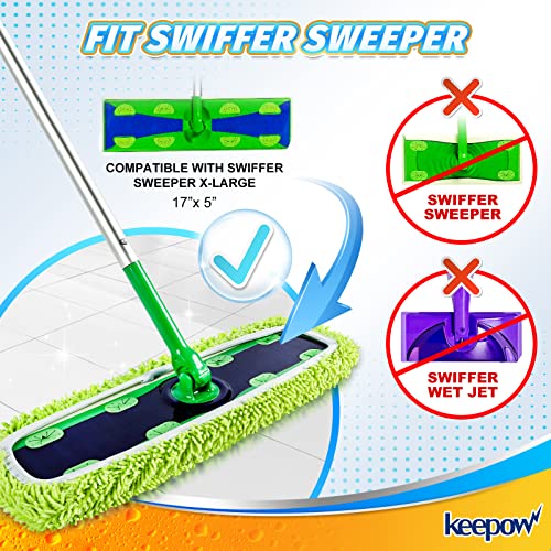KEEPOW Reusable XL Mop Pads Compatible with Swiffer XL Sweeper, X-Large Dry Sweeping Cloths, Wet Mopping Cloths, Washable Microfiber XL Wet Pads Refills for Surface/Hardwood Floor Cleaning, 4 Pack - Image 2