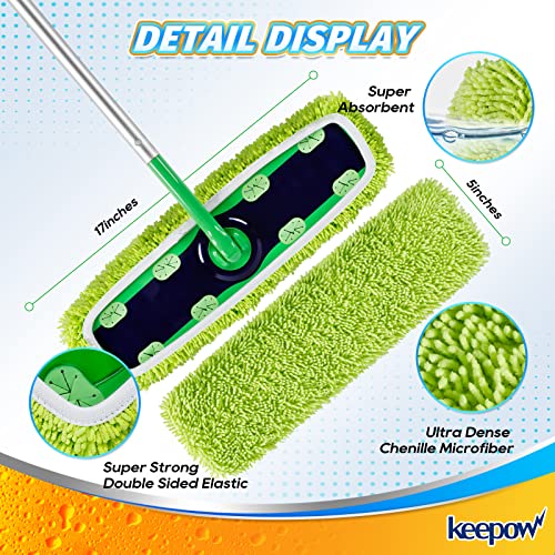 KEEPOW Reusable XL Mop Pads Compatible with Swiffer XL Sweeper, X-Large Dry Sweeping Cloths, Wet Mopping Cloths, Washable Microfiber XL Wet Pads Refills for Surface/Hardwood Floor Cleaning, 4 Pack - Image 3