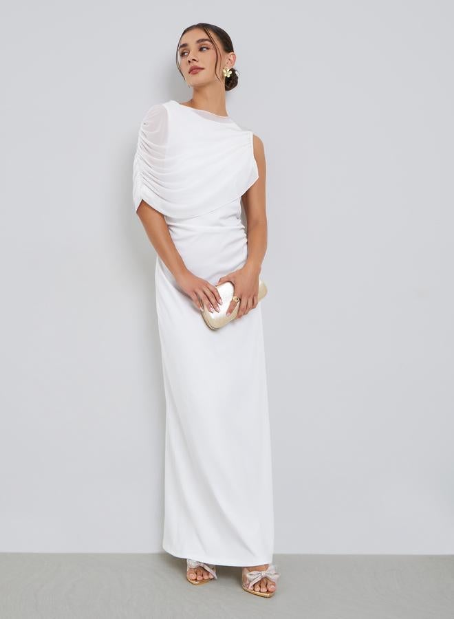 ستايلي فستان طويل بكتف واحد وقصة مجمعة - Image 1