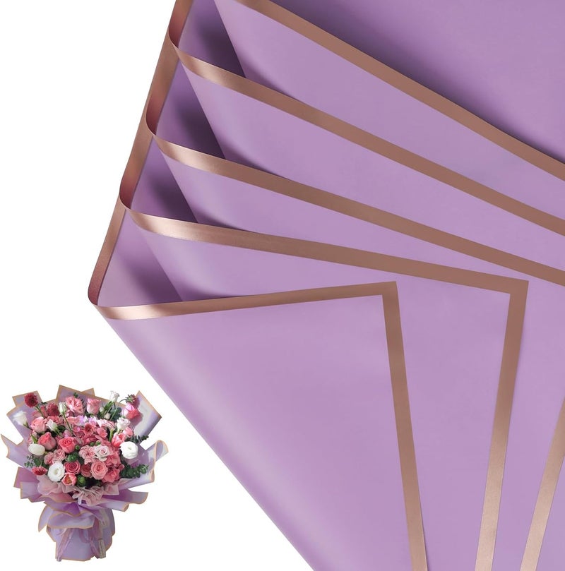 Flower Wrapping Paper, 20 Sheets - Waterproof Flower Bouquet Wrapping Paper, Florist Supplies, Wedding Birthday Gift Wrapping Paper, DIY (Light purple)