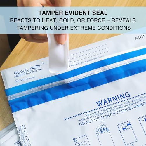FEILONG PACKAGING 100Pcs 12"x16" Bank Deposit Bag - Tamper Evident Security Bags - Cash Money Bags with High Level Security Seal - White Security Pouch - Opaque 2.8 Mil Plastic - Image 3