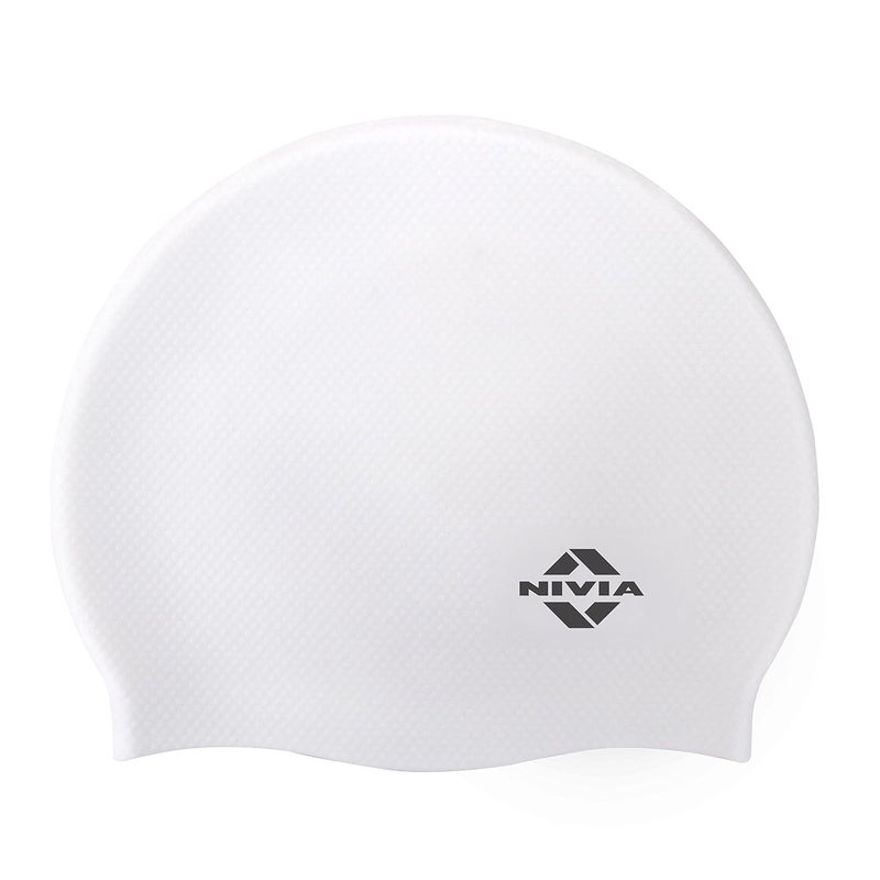 Nivia Pro Silicone Swimming Cap - White - Image 1