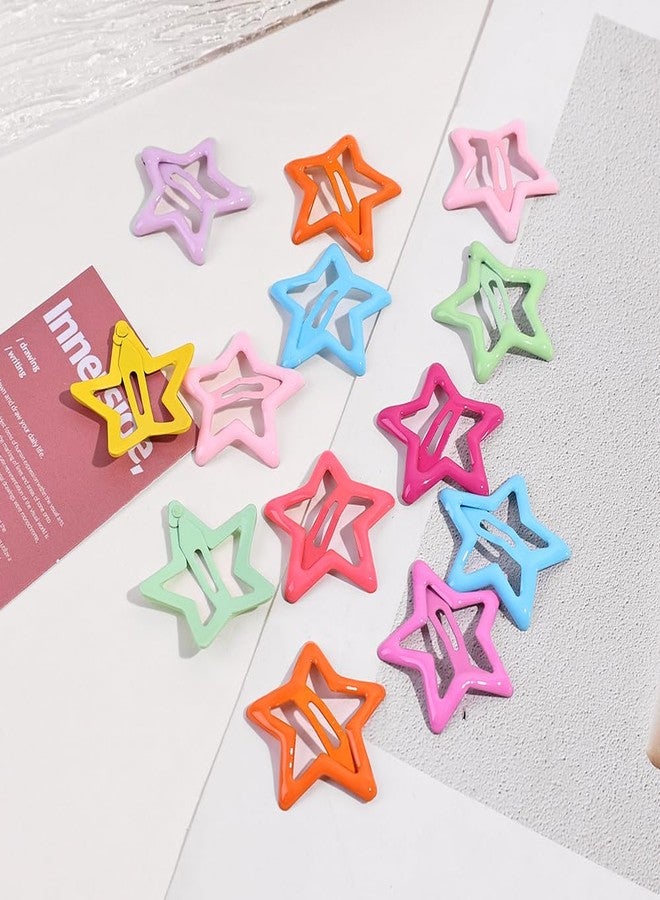 Blubby Hair Clips for Kids and Girls - Durable and Stylish Hair Accessories with Cute Star Designs Barrettes Tiny Tic Tac Snap Stars Shaped Hair Pin & Clip for School, Birthday Pack of 10 Multicolor - Image 1