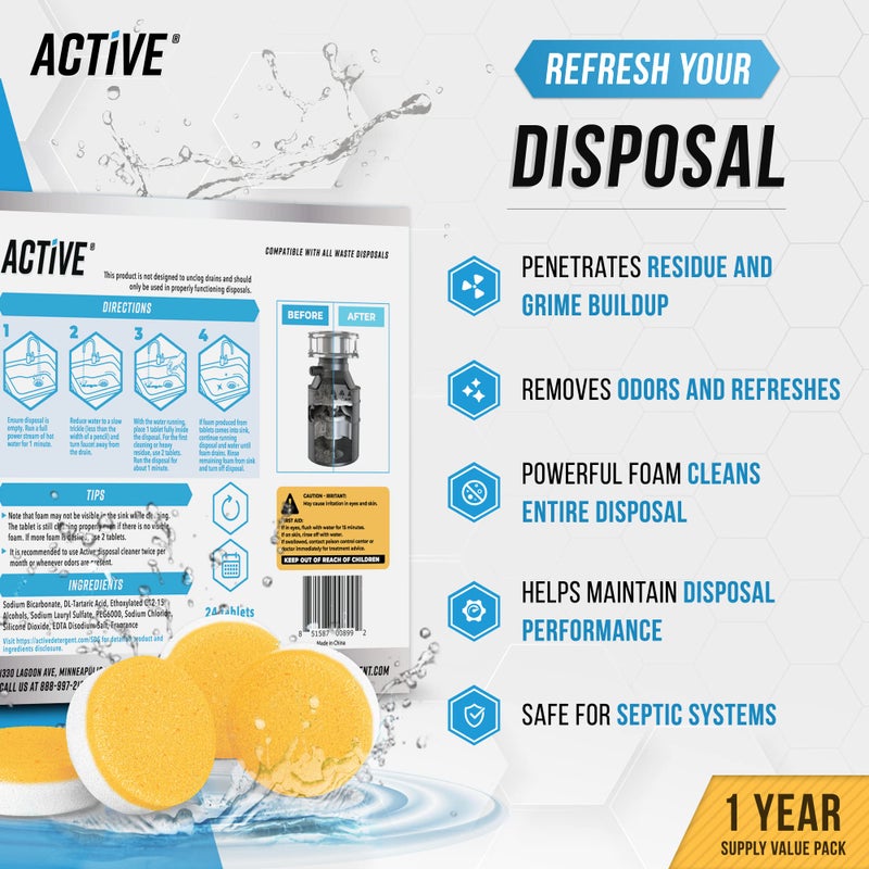 Active Washing Machine Dishwasher & Disposal Cleaning Tablets - Appliance Refresh Bundle Includes 12 Month Supply Cleaner Deodorizer, Washer Descaler, Disposer Freshener Deep 72 - Image 4