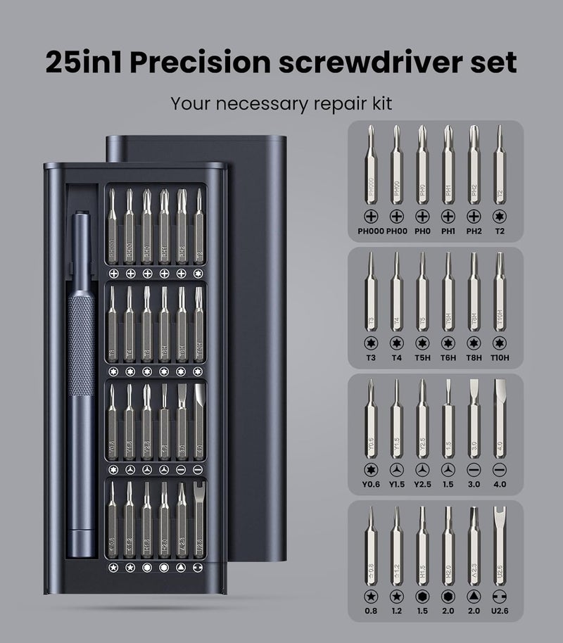 AXTH AXTH 25in1 Small Precision Screwdriver Set Professional Magnetic Mini Repair Tool Kit for Phone Computer Watch Laptop Macbook Ring Doorbell Eyeglass Electronic Bearing Steel Screw Driver  - Image 3