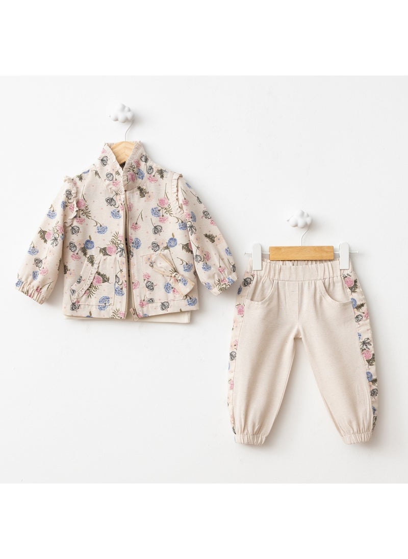FOR MY BABY Baby Fou Rose Print Coat Set  - Image 1