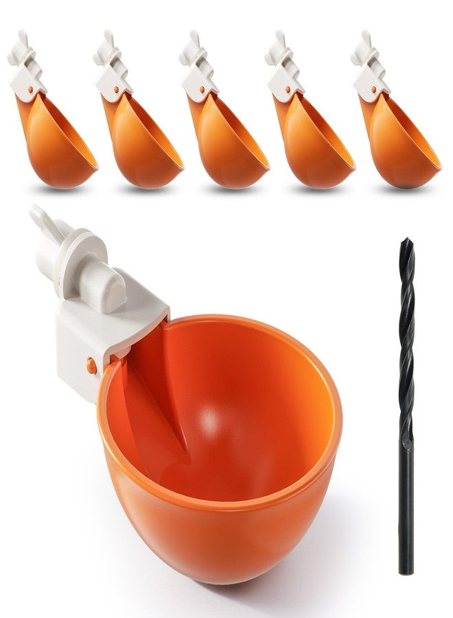Eggluuz Chicken Waterer Cups, 6 Pack Automatic Chickens Water Cups for Poultry Orange - Image 1