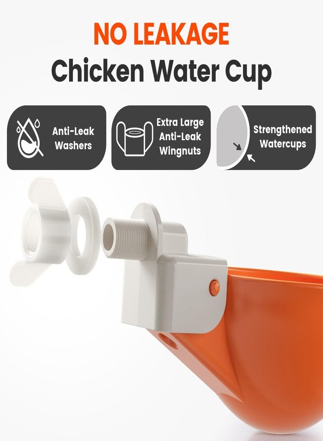 Eggluuz Chicken Waterer Cups, 6 Pack Automatic Chickens Water Cups for Poultry Orange - Image 5