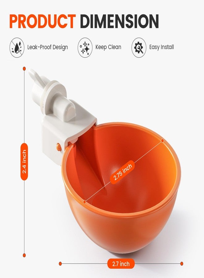 Eggluuz Chicken Waterer Cups, 6 Pack Automatic Chickens Water Cups for Poultry Orange - Image 2