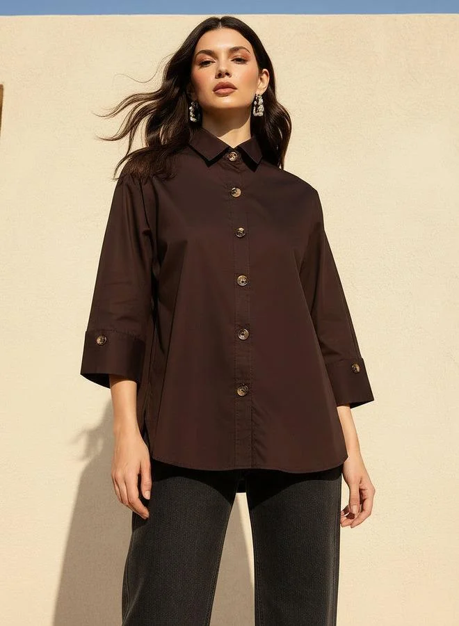 2Xtremz 2Xtremz Cotton Oversized Shirt 3/4 Sleeves