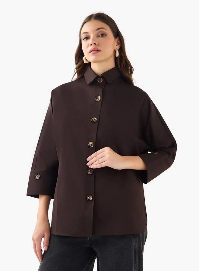 2Xtremz 2Xtremz Cotton Oversized Shirt 3/4 Sleeves