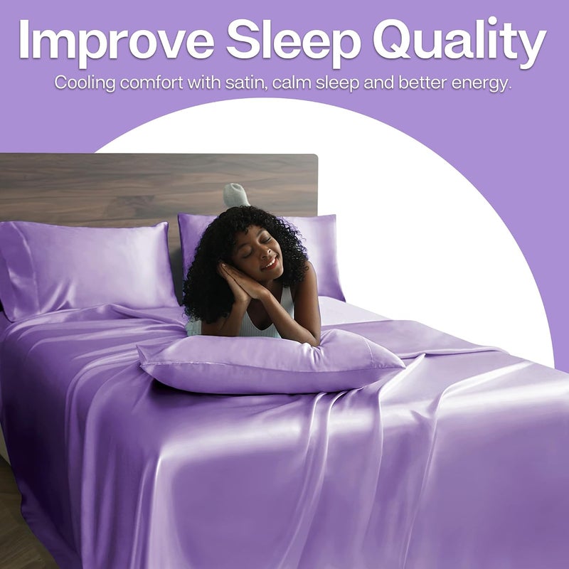 MR&HM Satin Pillowcase for Hair and Skin, Silk Satin Pillowcase 2 Pack, Queen Size Pillow Cases Set of 2, Silky Pillow Cover with Envelope Closure (20x30, Lavender) - Image 5