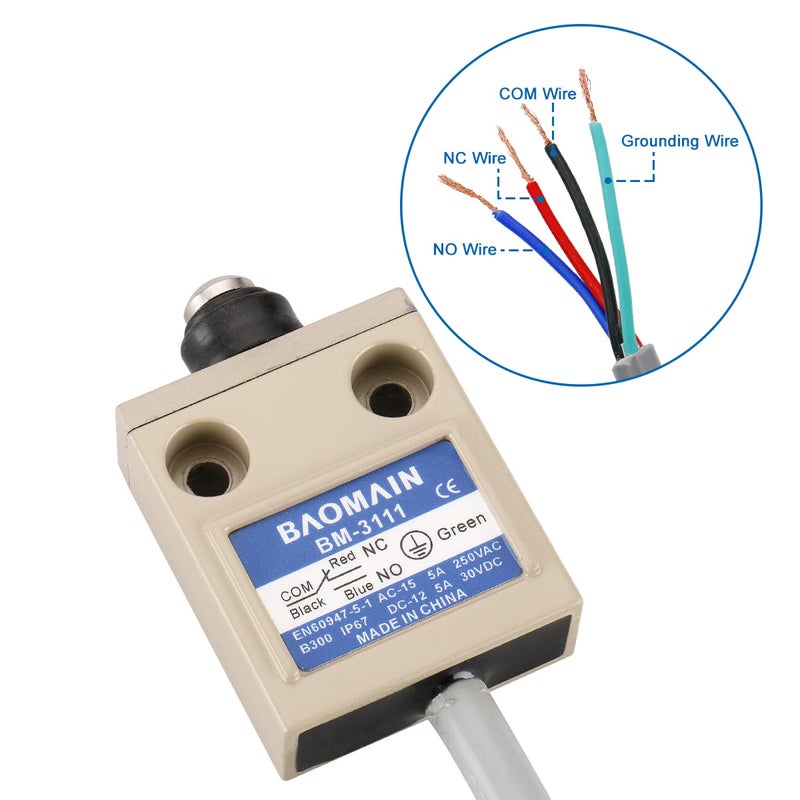Baomain BM-3111 Limit Switch, TZ-3111 Sealed Plunger, Momentary SPDT 1NO+1NC IP67 Waterproof - Image 4
