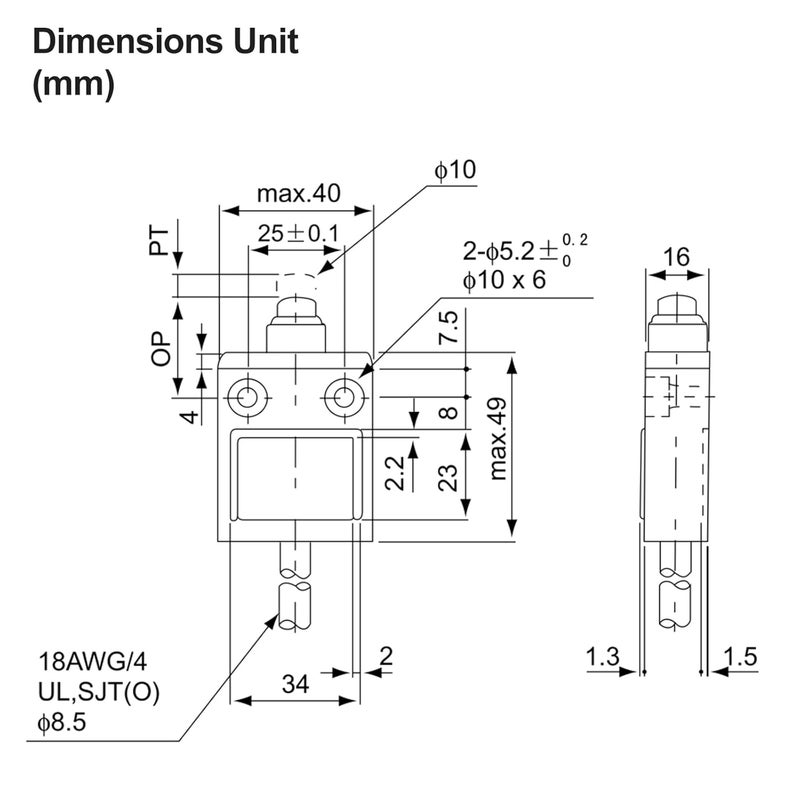 Baomain BM-3111 Limit Switch, TZ-3111 Sealed Plunger, Momentary SPDT 1NO+1NC IP67 Waterproof - Image 2