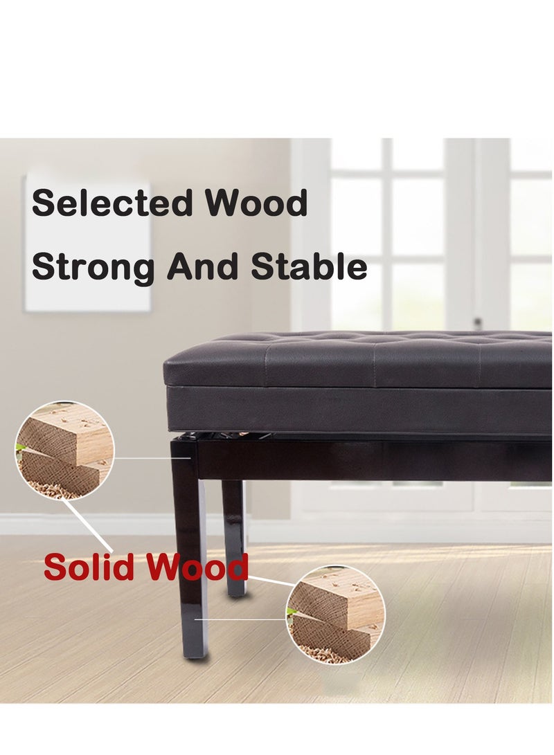 مايك ميوزيك مقعد بيانو أسود مزدوج فاخر قابل للتعديل أسود اللون مع خاصية تخزين - 80 × 39 × 48-58 سم - تشطيب أنيق - Image 5