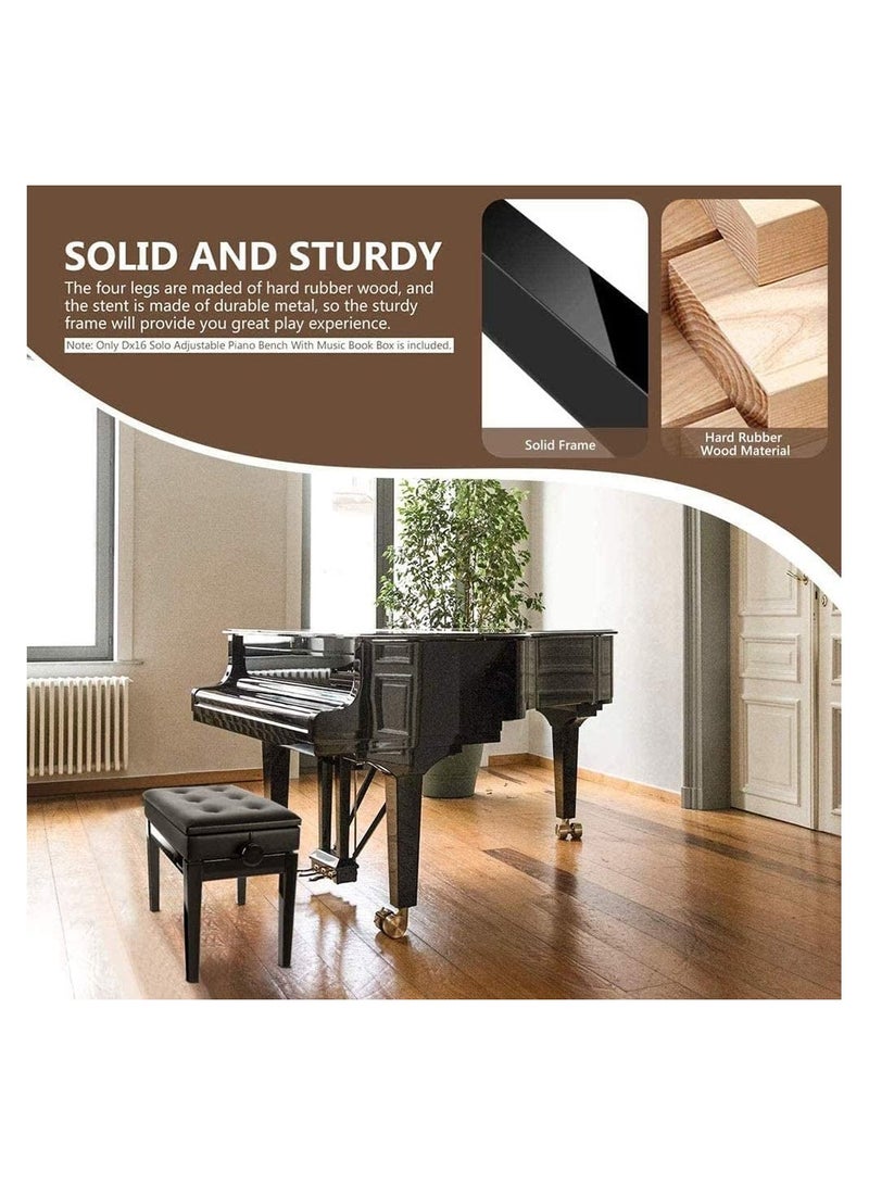 مايك ميوزيك مقعد بيانو أسود مزدوج فاخر قابل للتعديل أسود اللون مع خاصية تخزين - 80 × 39 × 48-58 سم - تشطيب أنيق - Image 3